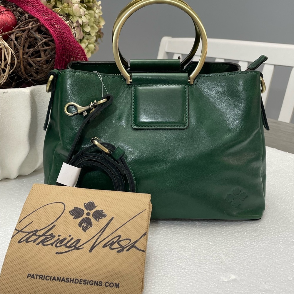 Patricia Nash Forest Green Leather Satchel